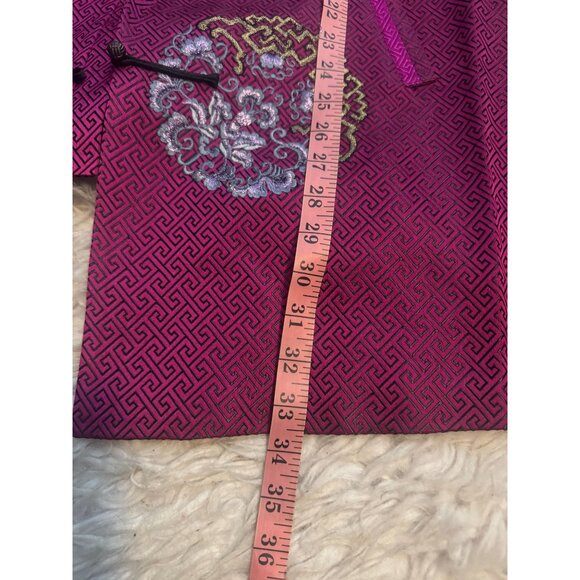 Vintage Hui Ying Asian Mandarin Satin Brocade Embroidered Jacket L - Picture 10 of 11